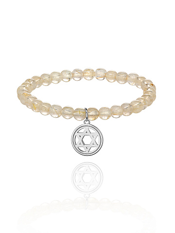 Silver & Rutilated Quartz Beaded Bracelet, 1