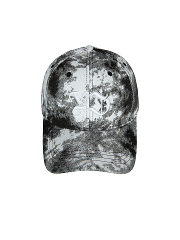 Black & White Tie-dye Cap With White Embroidery, 2