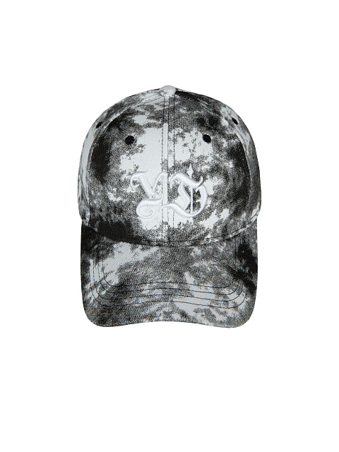 Black & White Tie-dye Cap With White Embroidery, 2