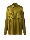 Блуза из оливкового шелка, супатная застежка, воротник, манжеты, без подплечников Блуза из оливкового шелка, супатная застежка, воротник, манжеты, без подплечников