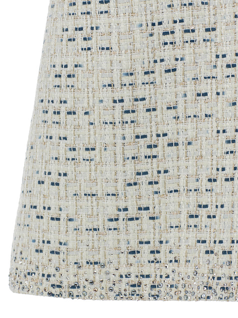 Milky Blue Tweed Mini Dress with Crystals, 4 Milky Blue Tweed Mini Dress with Crystals, 4