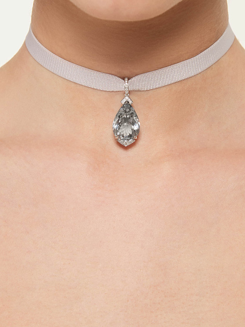 White gold pendant with pear-cut aquamarine, 2