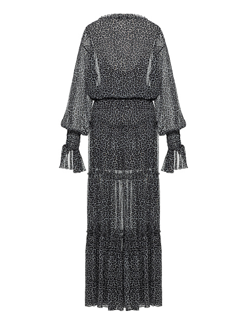 Grey Leopard Chiffon Maxi Dress, 2