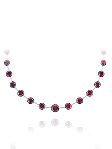 White Gold Garnet Diamond Necklace, 1