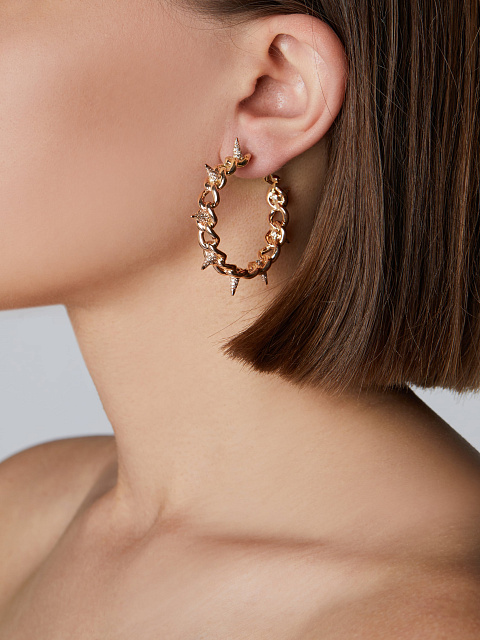 Yellow Diamond & Gold Hoop Earrings, 2