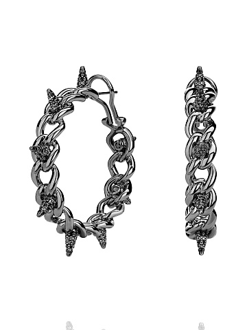 Black Gold & Diamond Hoop Earrings, 1