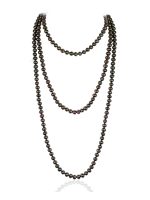 Silver necklace with pearls, 175 cm, 1