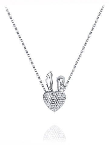 White Gold & Diamonds Rabbit Heart Necklace, 1