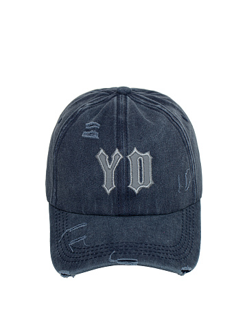 Navy Denim & Leather "YD" Cap, 2