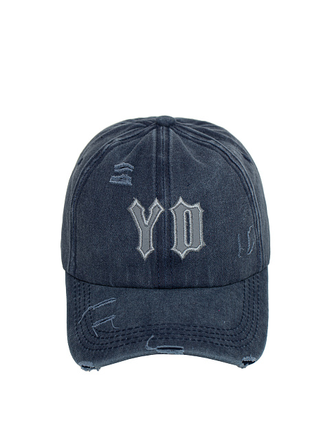 Navy Denim & Leather "YD" Cap, 2