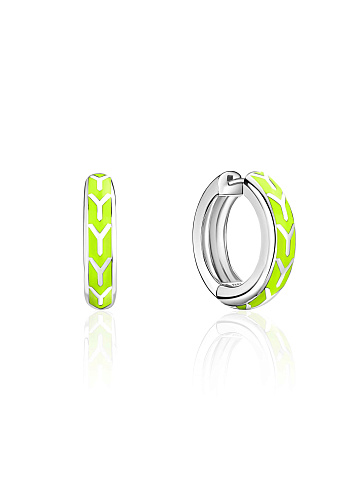 Small white gold hoops with Lime-colored enamel, 1