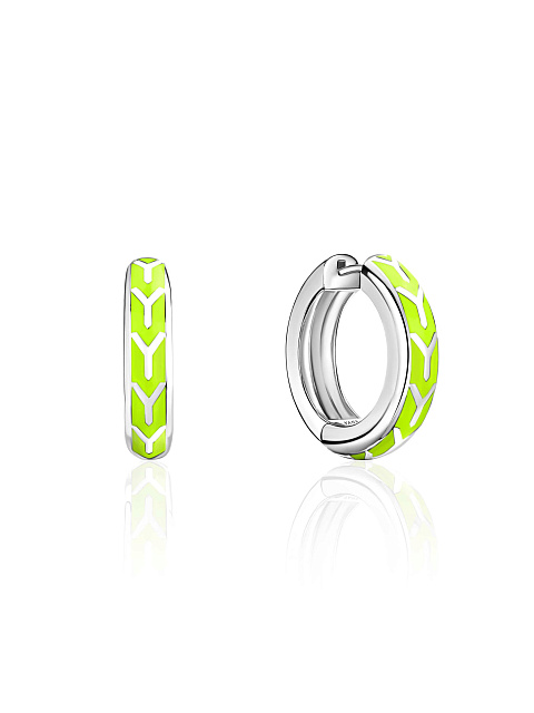 Small white gold hoops with Lime-colored enamel, 1