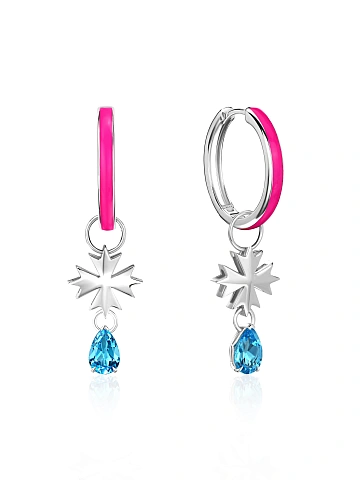 White Gold & Pear-cut Sky Blue Topaz Hoop Pendant, 2