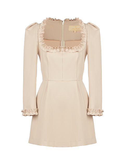 Beige Ruffled Mini Dress, 1