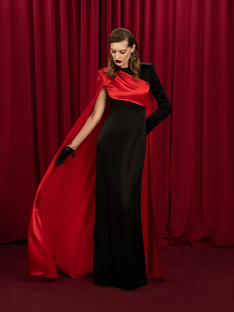 Black & Red Silk Maxi Dress, 11
