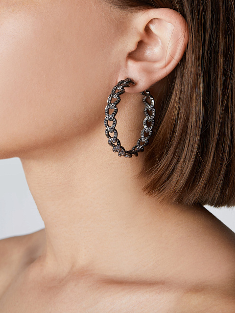 Black Gold & Black Diamond Hoop Earrings , 7