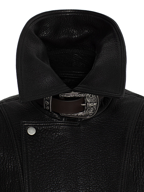 Cropped leather biker jacket, 4