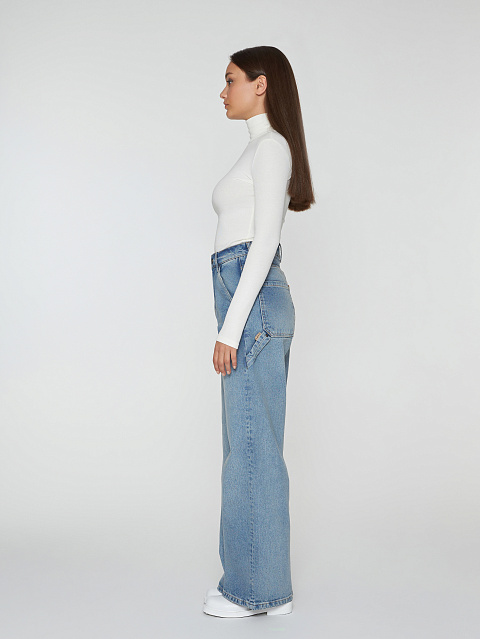 White Ribbed Cotton L/S Turtleneck Bodysuit, 6