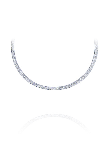 White gold necklace with princess-cut diamonds, 1