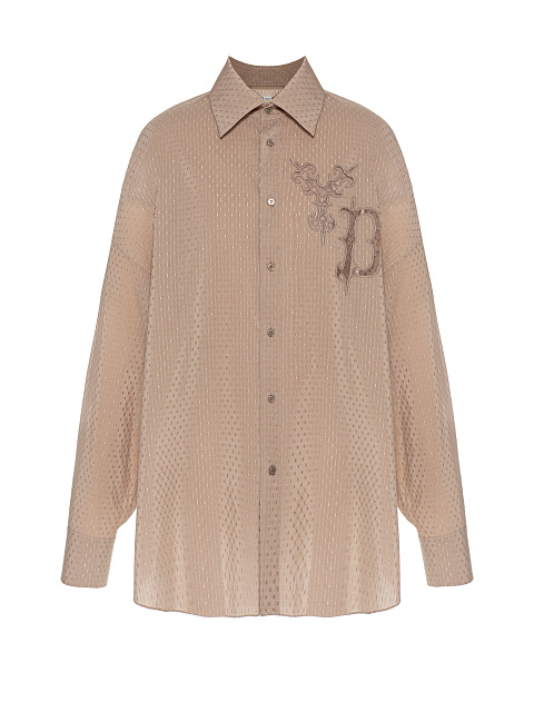 Beige Cotton Blouse With Lace Embroidery, 1