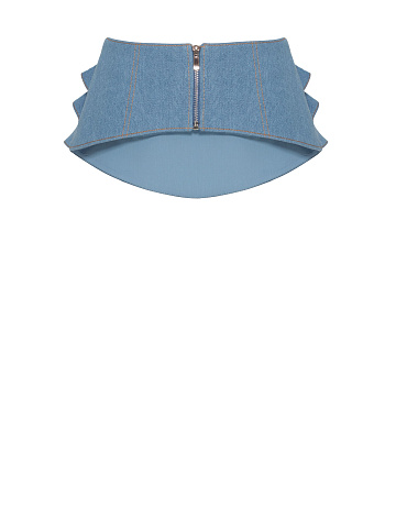 Light blue zip-up denim peplum belt, 1