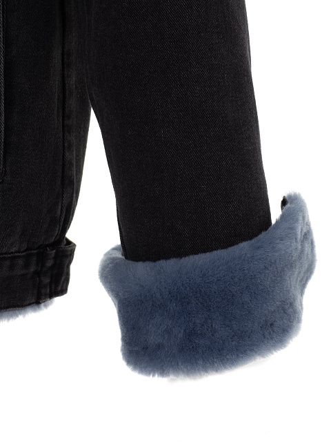 Black Denim Shearling Jacket, 3