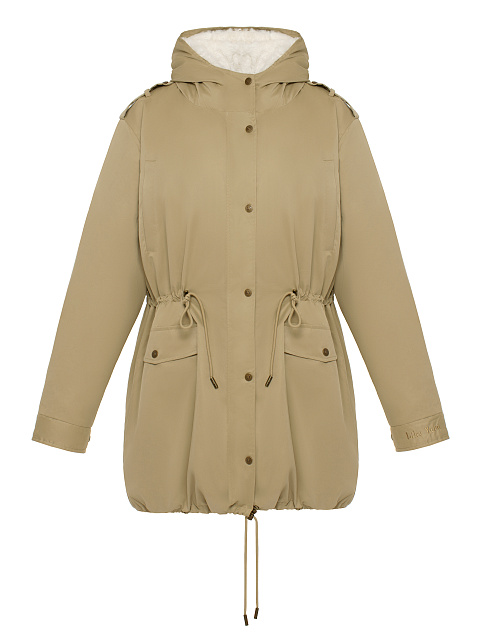 Beige parka made of raincoat fabric with faux fur, 1 Beige parka made of raincoat fabric with faux fur, 1