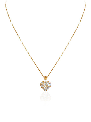 Round Diamond & Gold "Heart" Necklace, 1