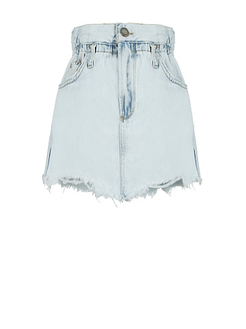 Light Blue Denim Mini Skirt, 1
