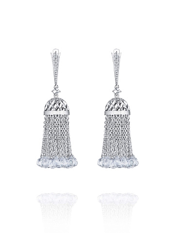White gold tassel earrings with topazes, 1