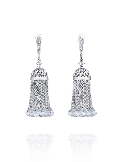 White gold tassel earrings with topazes, 1