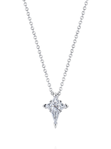 Necklace in white gold and diamonds with a cross-shaped pendant, 1
