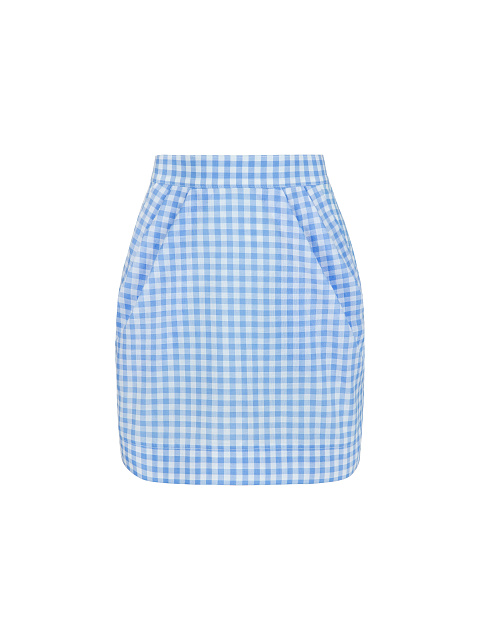 Blue Checked Cotton Top & Mini Skirt, 4
