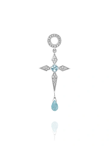 White Gold & Sky Blue Topaz Hoop Pendant, 1