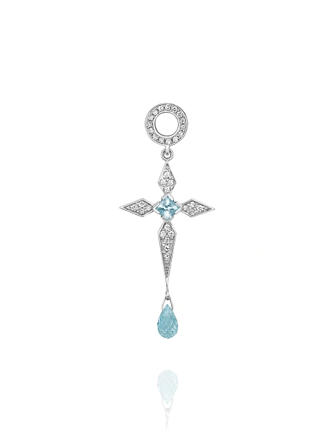 White Gold & Sky Blue Topaz Hoop Pendant, 1