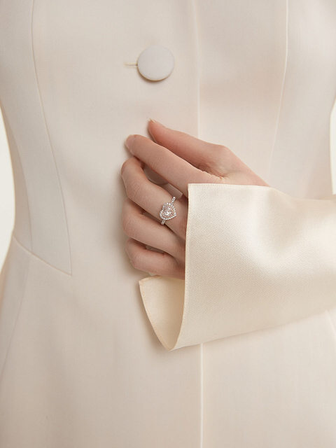 Pink Diamond, Heart Diamond & White Gold Ring, 2