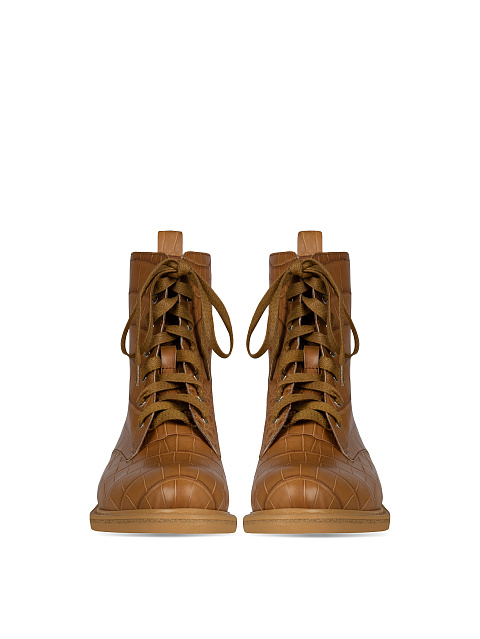 Brown Crocodile Leather Boots, 2