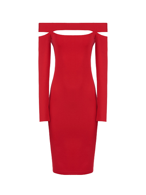 Red Jersey Midi Dress, 1