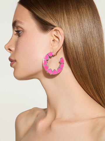 Shaped white gold hoops with Tutti Frutti-colored enamel, 2