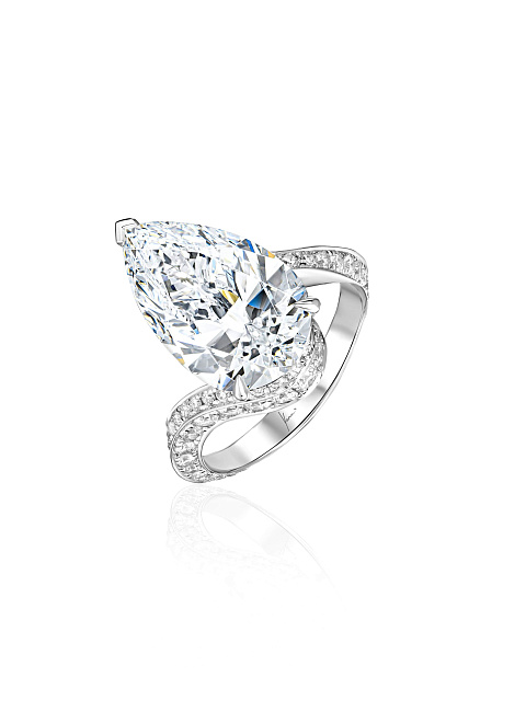 Ring with an LG pear-cut diamond, 1 Ring with an LG pear-cut diamond, 1