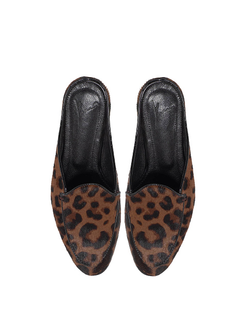 Leopard Print Leather Mules, 4