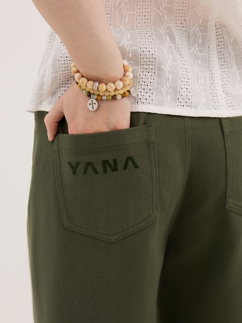 Wide khaki jeans with embroidery, 6