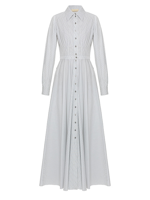 White & Black Striped Cotton Maxi Dress, 1