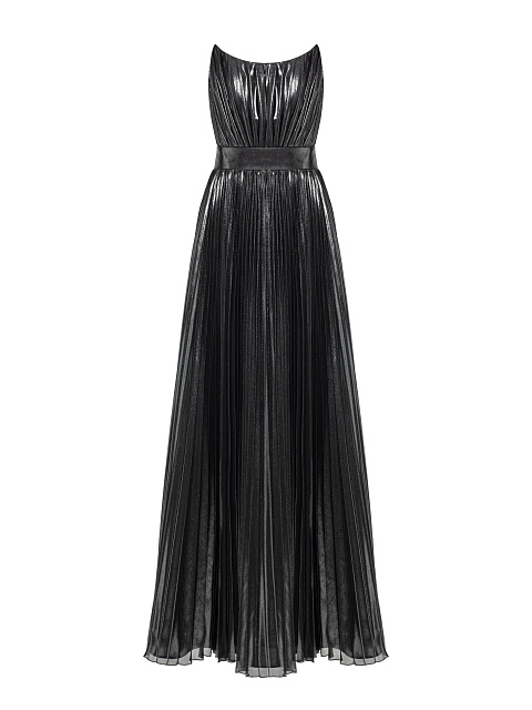 Silver maxi dress made of pleated fabric, 1