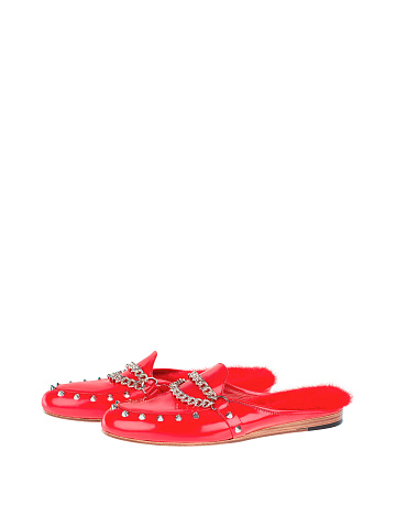 Red Patent Leather Mink Fur Mules, 1