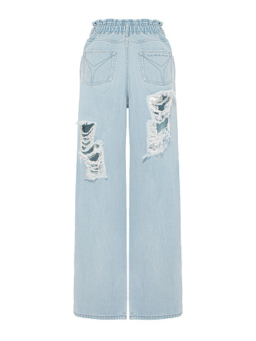 Light Blue Ripped Wide Leg Jeans, 2
