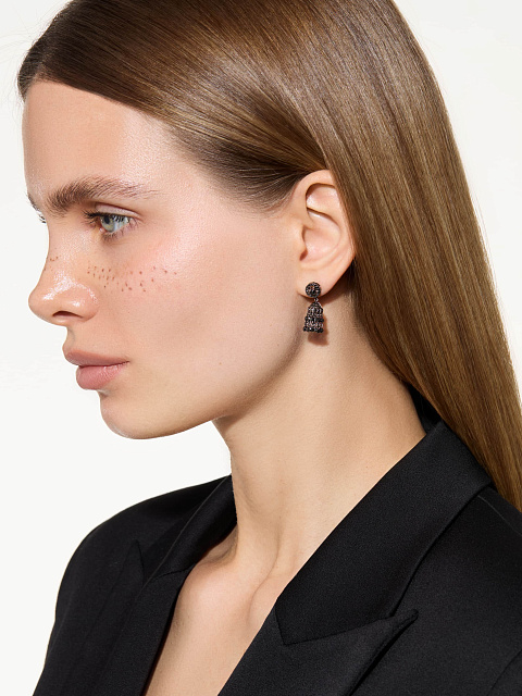 Small tassel earrings in blackened gold with black diamonds, 3