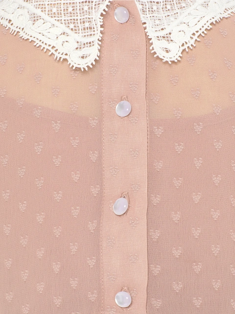 Girl's Peach Lace Collar Chiffon Dress, 5