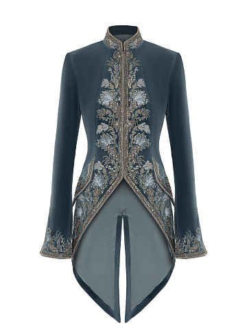 Grey-blue velvet tailcoat with embroidery, 1