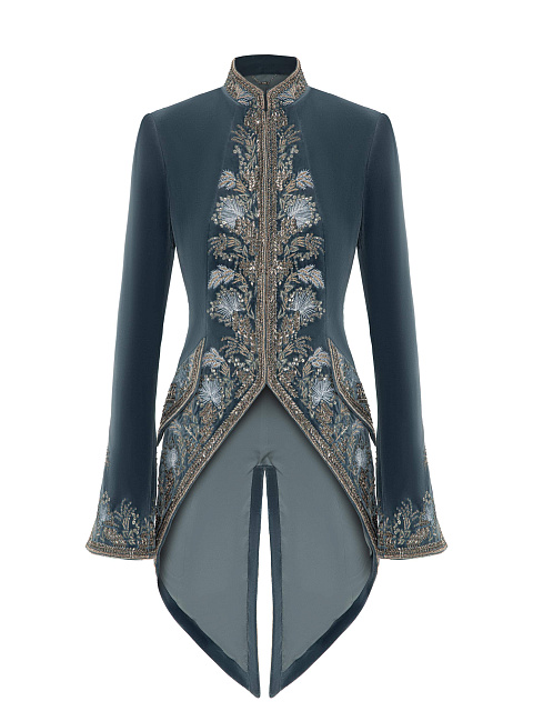 Grey-blue velvet tailcoat with embroidery, 1